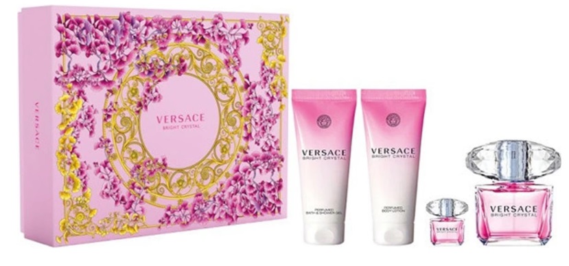 Obrázok pre Versace Bright Crystal darčeková sada 90 ml EDT + 100 ml telové mlieko + 100ml sprchový gel + mini edt 5ml pre ženy
