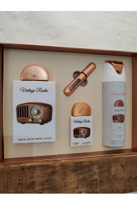 Obrázok pre Lattafa Vintage Radio darčeková sada EDP 100 ml + EDP 20 ml + Perfumed Spray 200 ml + parfémový naplniteľný flakón 5ml