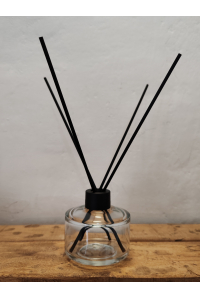 Obrázok pre Prázdny sklenený difuzér 100 ml – s čiernym uzáverom a priehľadným tesniacim uzáverom (proti vytečeniu)