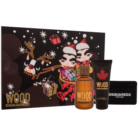 Obrázok pre DSQUARED2 Wood pour homme darčeková sada EDT 100 ml + 100 ml Sprchový gel + Dsquared2 púzdro na karty pre mužov