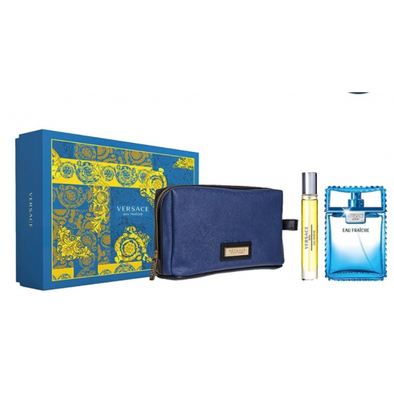 Obrázok pre VERSACE Man Eau Fraiche darčeková sada EDT 100 ml + edt 10ml + Versace pánska kozmetická taška pre mužov