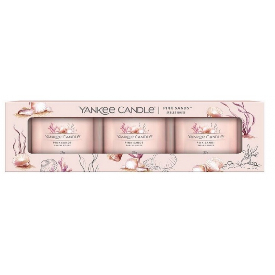 Obrázok pre Votívna sviečka v skle Yankee Candle PINK SANDS™ 3 x 37g