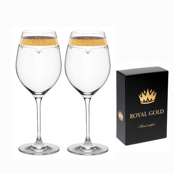 Obrázok pre Kalich na víno Royal Gold 470ml 40352 Swarovski Crystals (2KS)