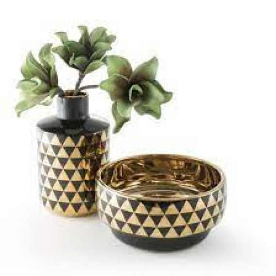 Obrázok pre Dekoratívna váza DOTSY 15x25 CM zlatočierna
