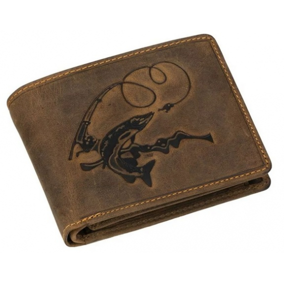 Obrázok pre Rybárska kožená peňaženka GreenDeed so vzorom šťuky