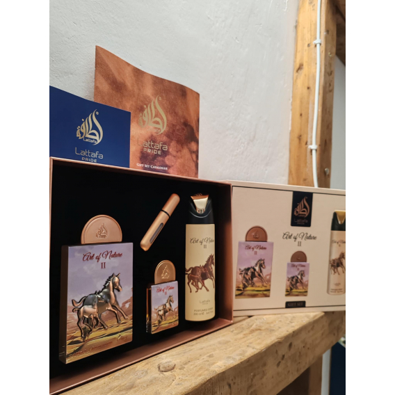 Obrázok pre Lattafa Pride Art Of Nature II darčeková sada edp 100ml + edp 20ml + Perfumed Spray 200ml + 5ml prázdny flakón Unisex