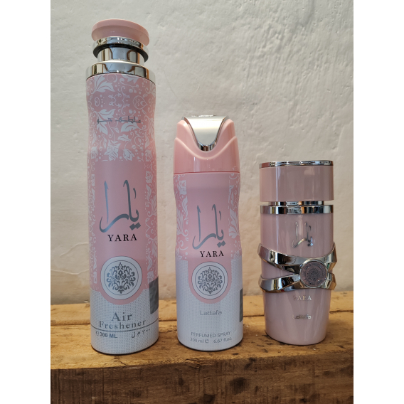 Obrázok pre Lattafa Yara darčeková sada edp 100 ml + perfumed spray 200 ml + izboivý sprej alebo aj do auta sprej 300 ml pre ženy