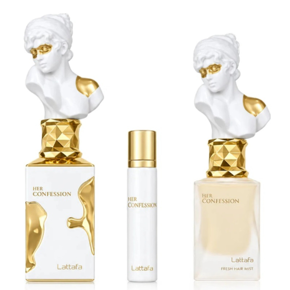 Obrázok pre Lattafa Her Confession darčeková sada edp 100ml + edp 12ml + vlasový sprej ( hair mist ) 50ml pre ženy