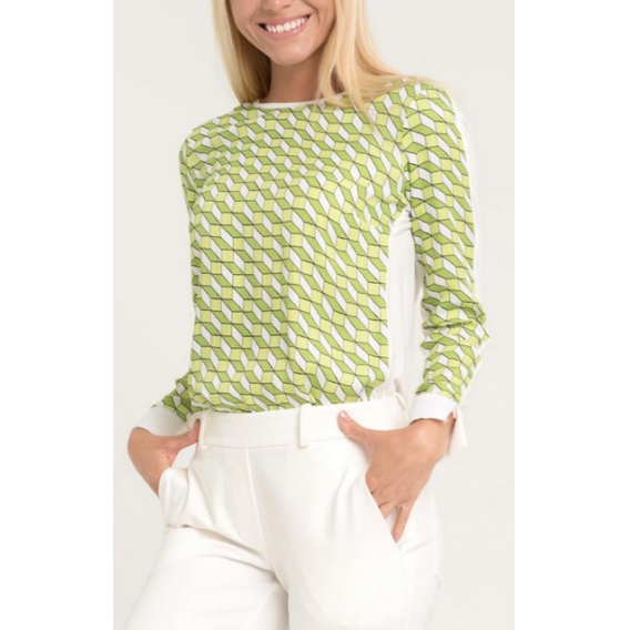 Obrázok pre MAGENTA dámsky top tričko s dlhým rukávom M16585 zelená vzor + maslová